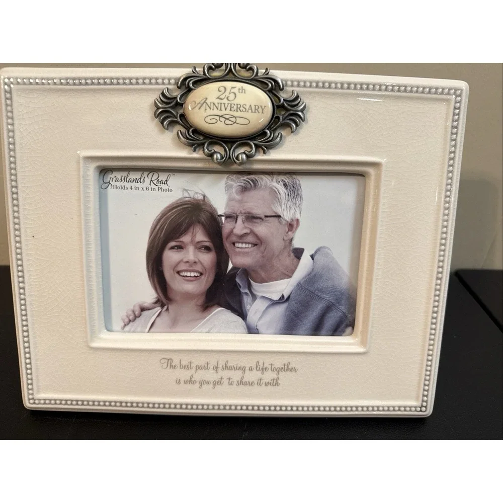 PHOTO FRAME Grassland Roads Elegant Ceramic 25th Anniversary  4